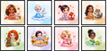 Lot 8 lingettes lavables Princesse