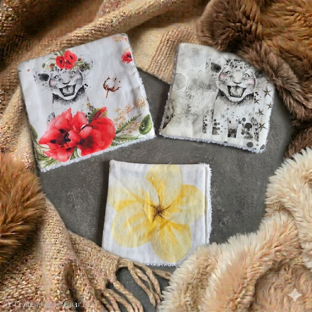 Lot 3 lingettes lavables