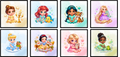 Lot 8 lingettes lavables Princesse