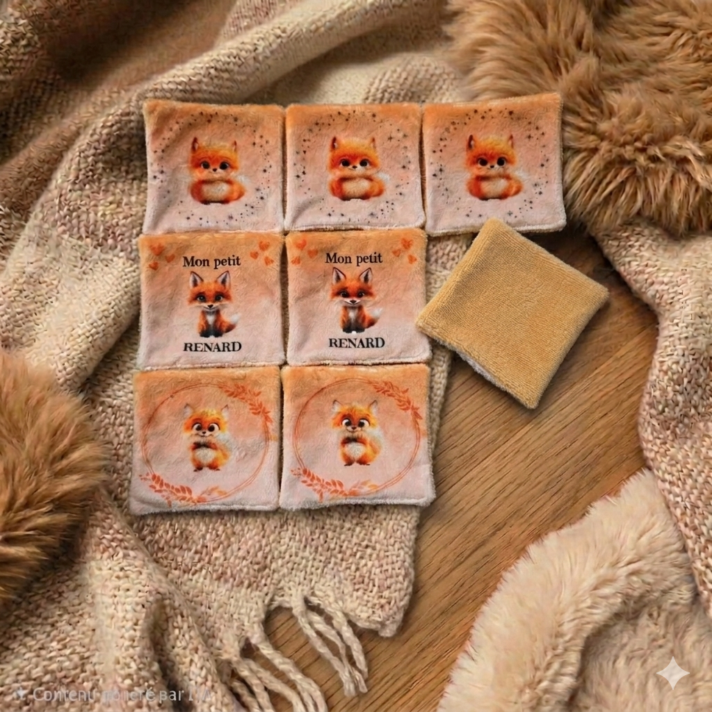 Lot 9 lingettes lavables