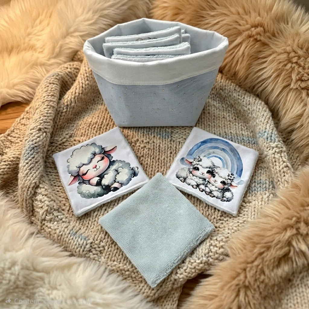 Panier et 10 lingettes lavables