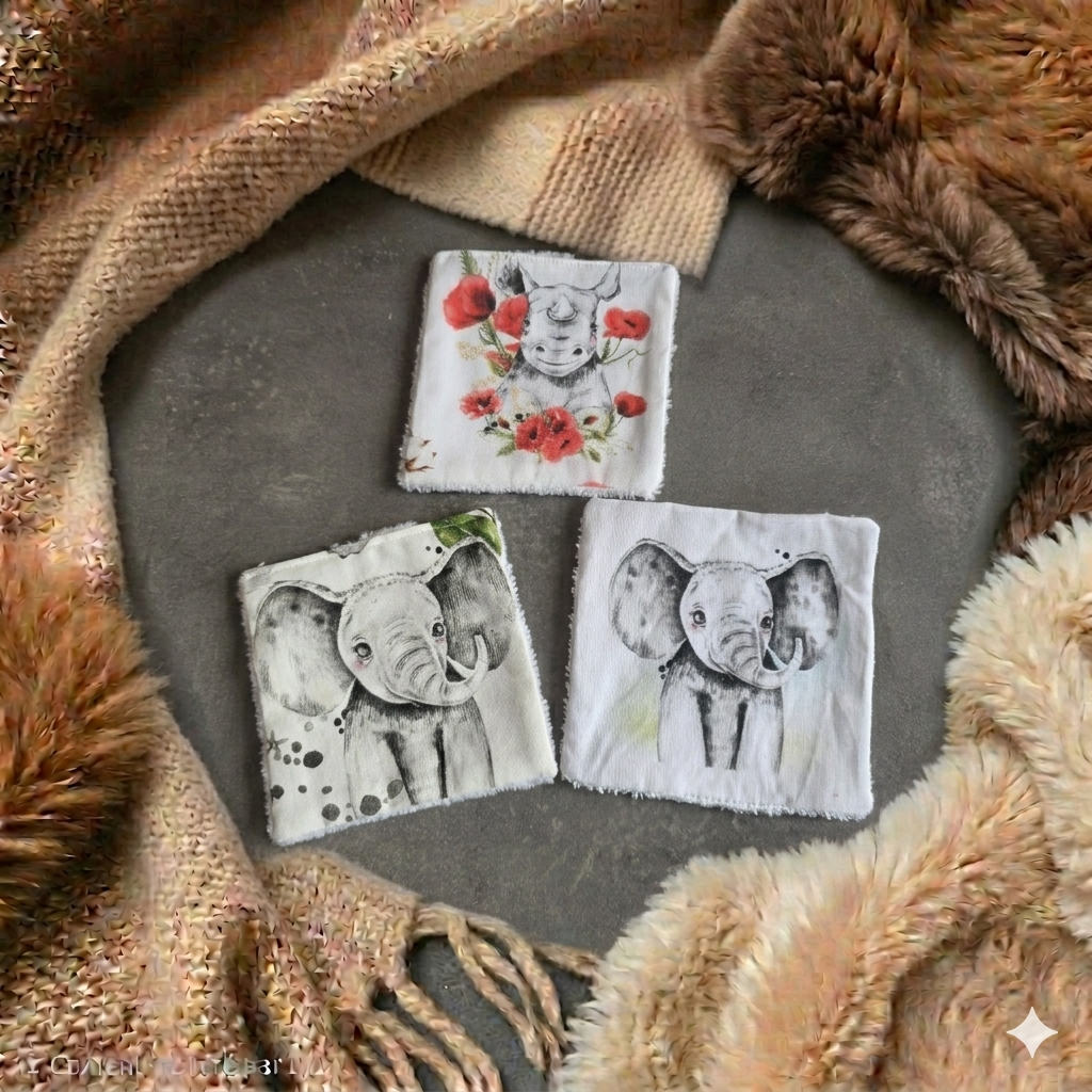 Lot 3 lingettes lavables