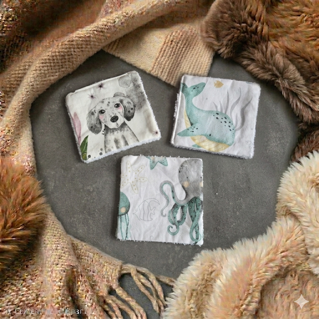 Lot 3 lingettes lavables