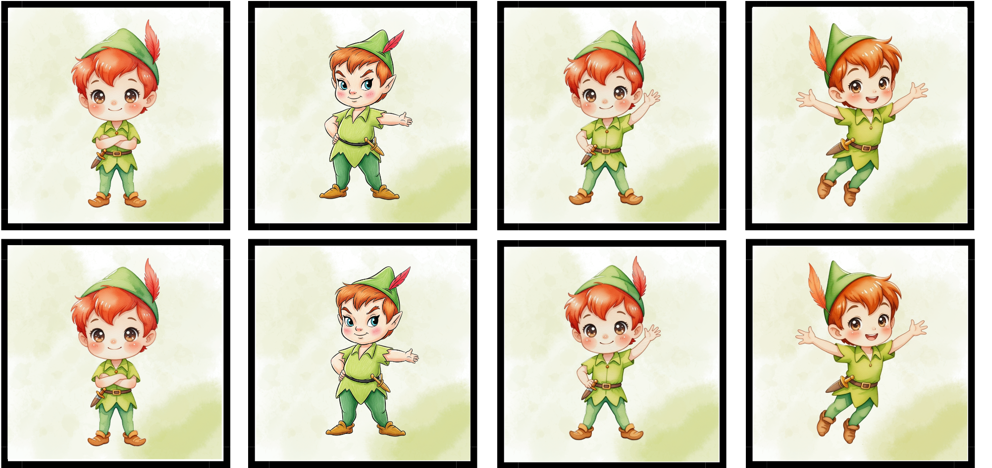 Lot 8 lingettes lavables Peter Pan