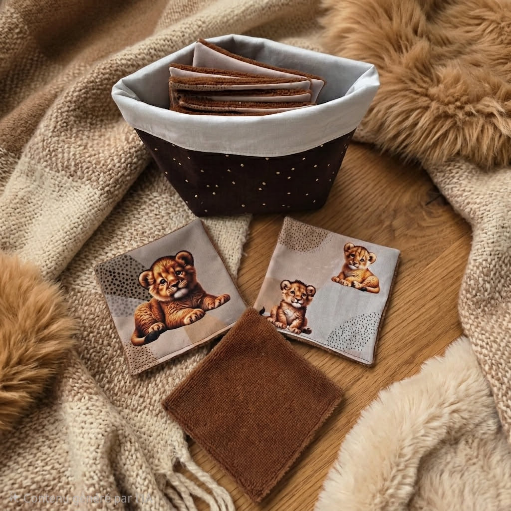 Panier et 10 lingettes lavables
