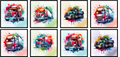Lot 8 lingettes lavables Camion